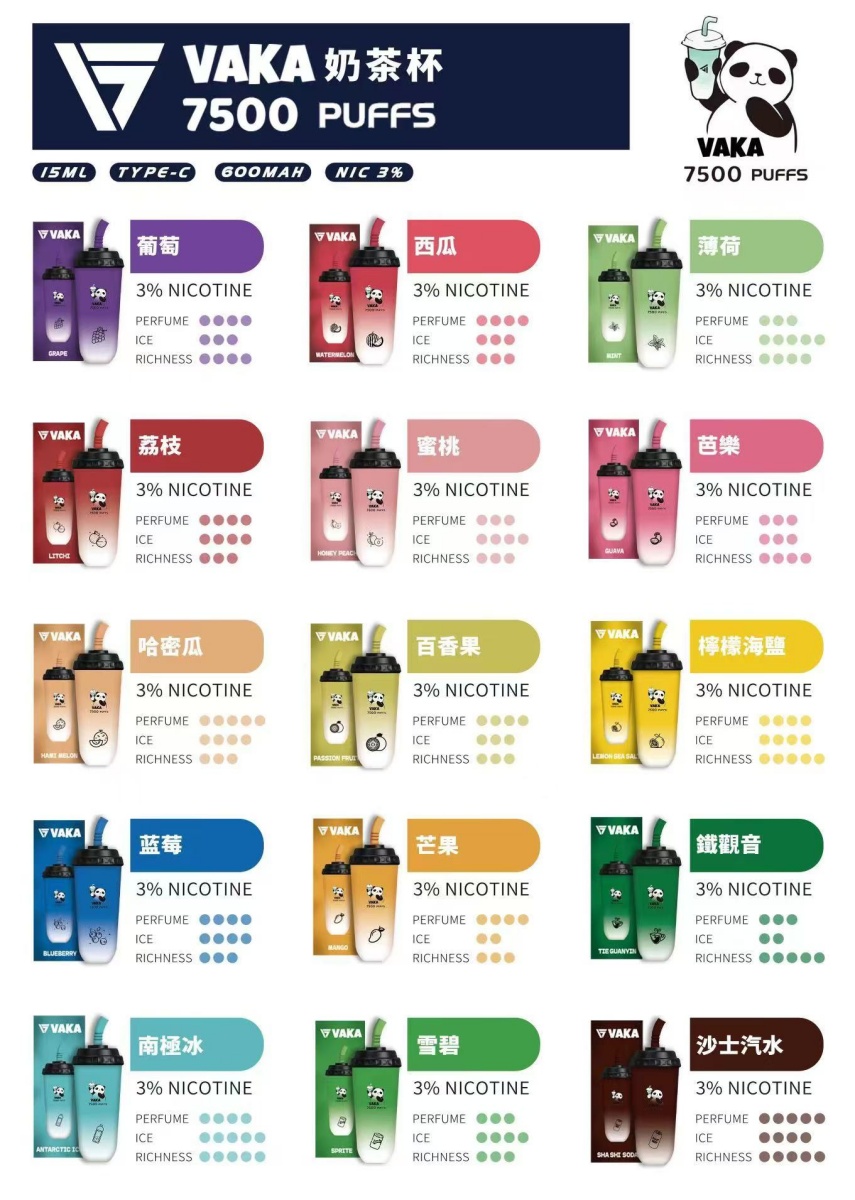 奶茶杯電子煙 vaka7500口 正品現貨 拋棄式奶茶杯電子煙購買 新日期 10